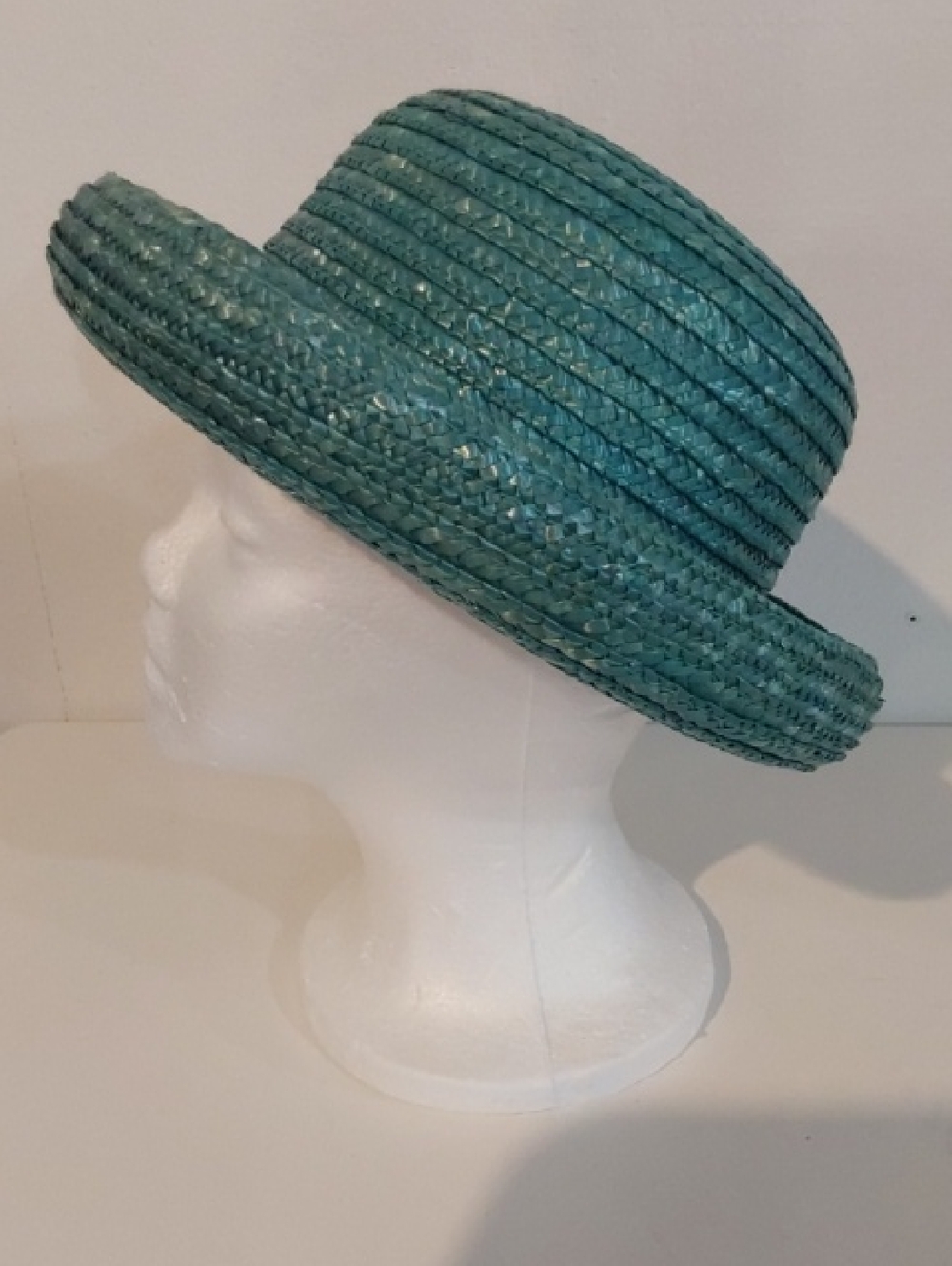 Womens Arlin Teal/ Turquoise Straw Sun Hat Derby Fancy Retro Sz.One Size